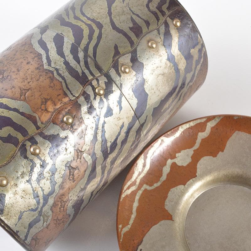 煎茶道具　富貴堂造　鎚起銅器　茶筒　茶托五客　共箱　2点まとめて　M　R6508