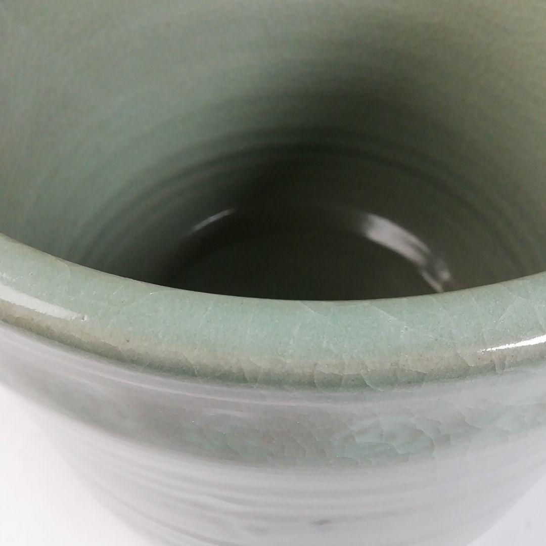 Ｔ７６５　水指　『青磁　雲鶴』『中村与平 造』　共箱　茶道具