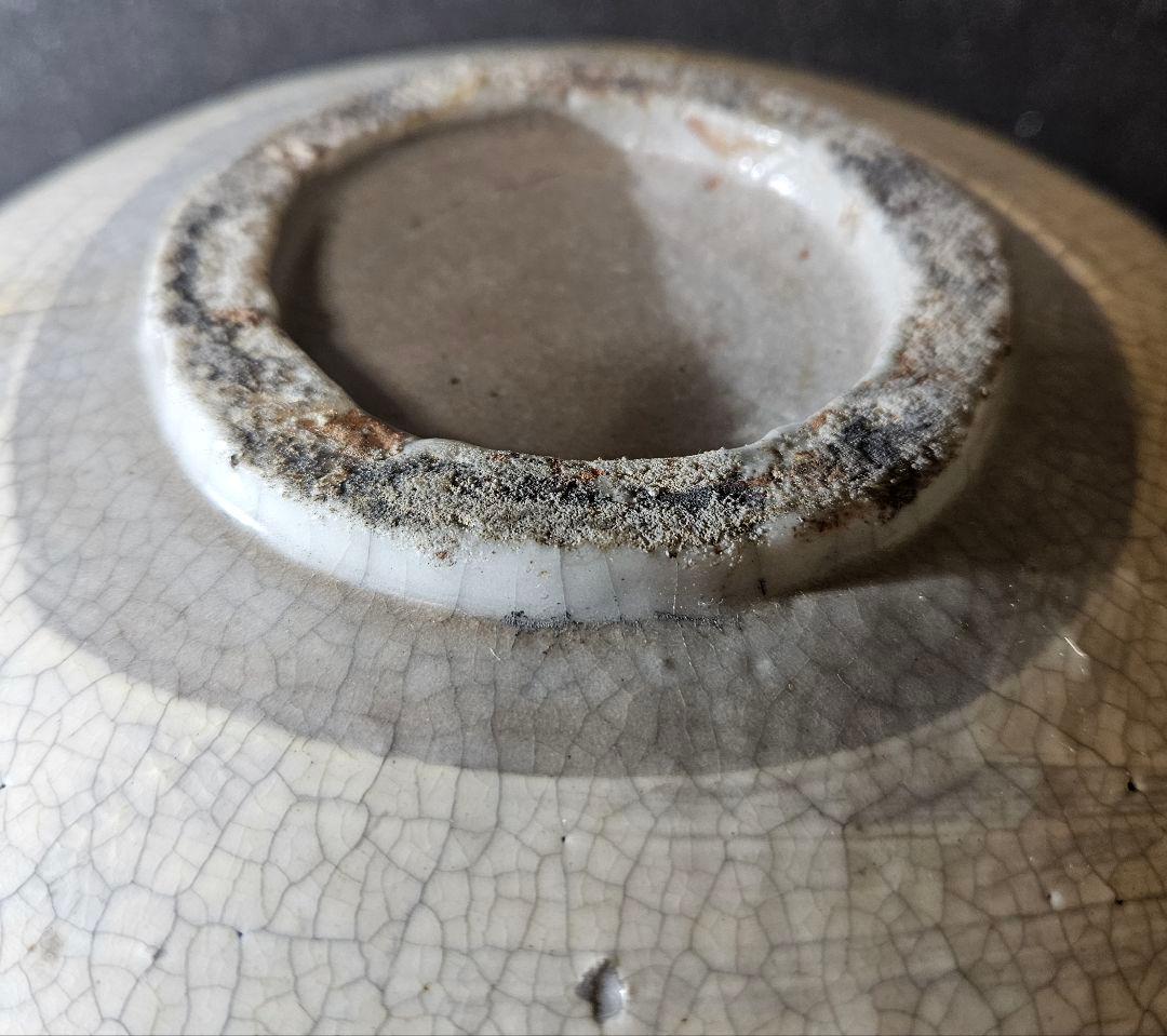 李朝古美術　韓国古陶磁器　李朝　粉青沙器 鉄絵　唐草文　口付大瓶　酒瓶　扁壺