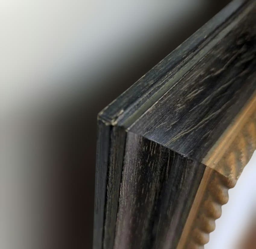 木製額縁 F30号 木製黒金ロープ模様 アクリル板・マット付