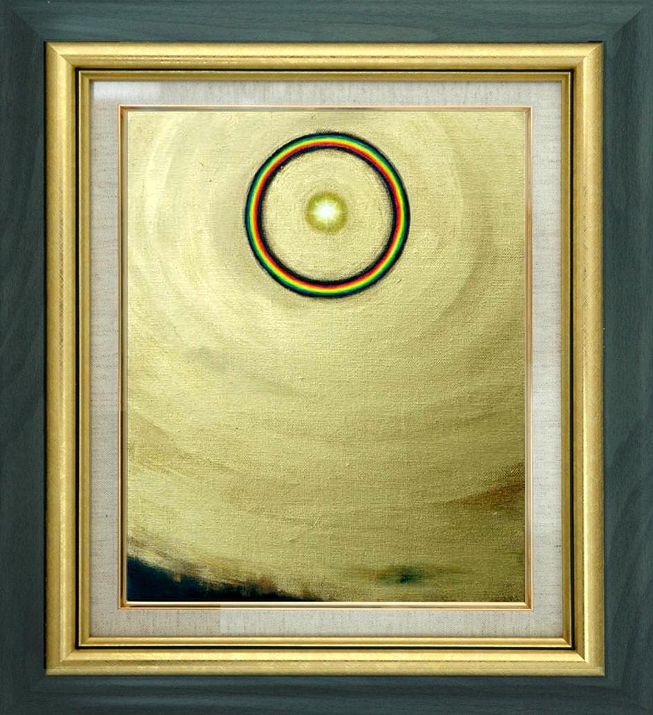 油絵 菅家令子 絵 絵画 インテリア 額付(黒)F3-G112023 風景祈希望