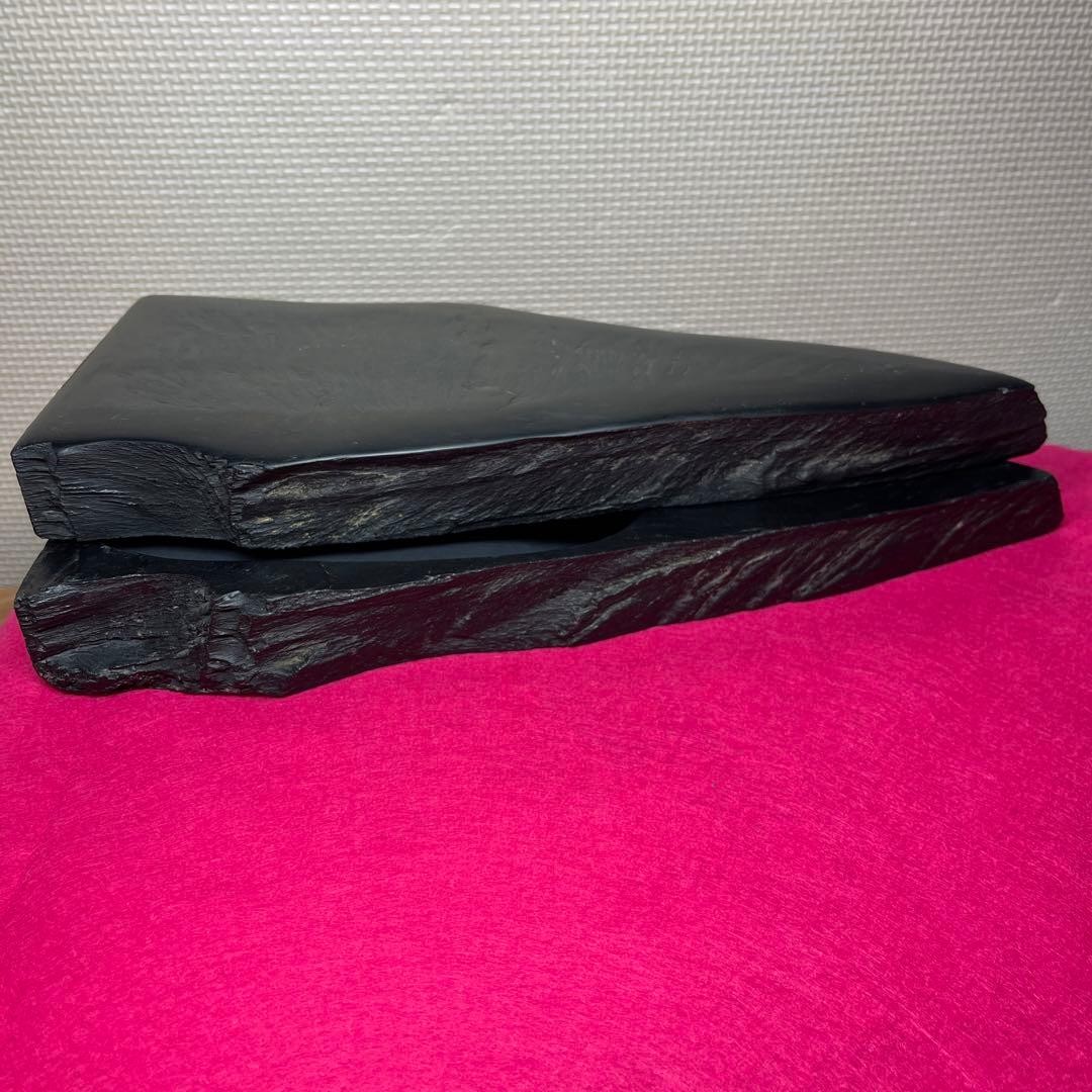 雄勝硯　⭕️杉山唐龍斎　希少なダブル硯(蓋も硯) 30cmの超大型硯