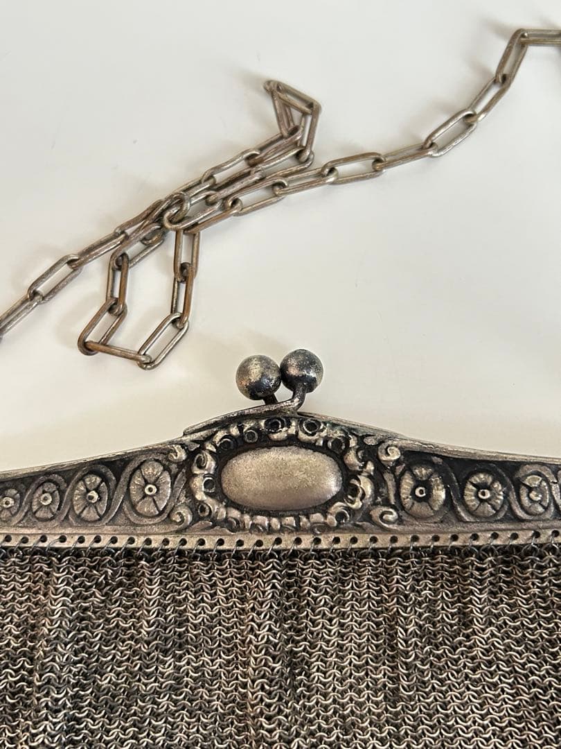 フランス買付け　アンティーク　シルバー　メッシュバッグ