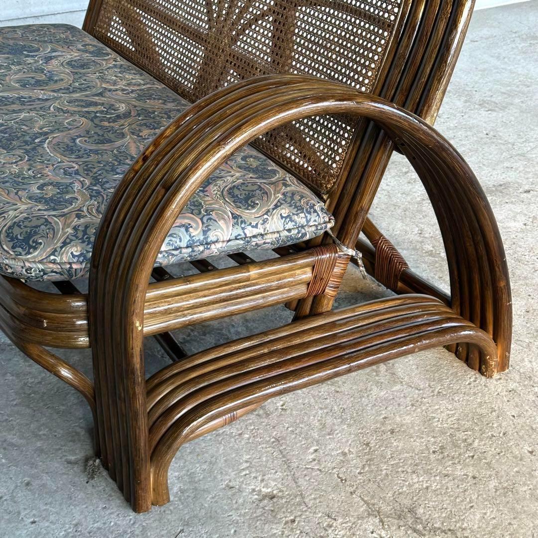 ✿アジアンリゾートポップ✿籐フレーム 2人掛け　ラブソファ　オールドラタン