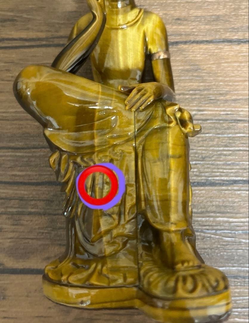 虎目石彫刻　弥勒菩薩　坐像 約12.6㎝