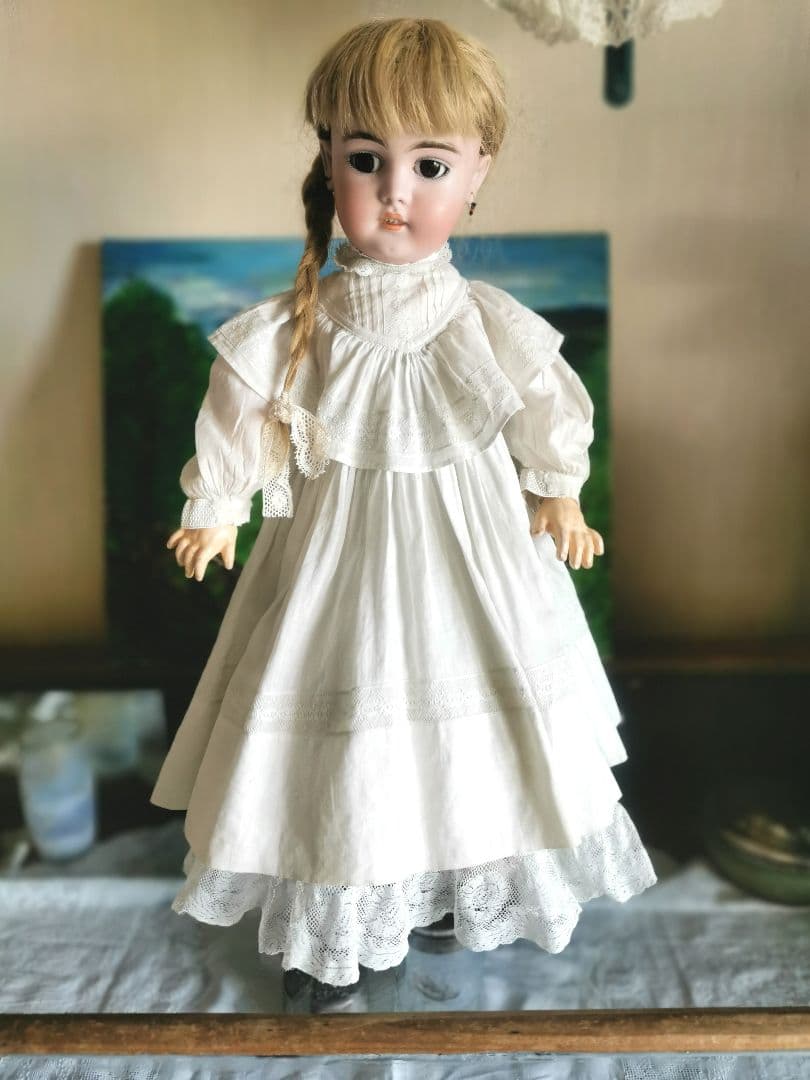 アンティーク ビスクドール シモンハルビック 動く関節 お下げ三編み髪美しい人形