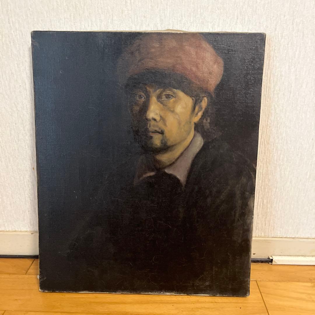 油彩画 人物肖像 ダークブラウンフレーム