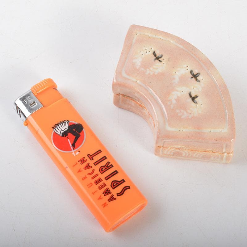 茶道具　八事窯　中村道年造　扇面香合　共箱　V　6374