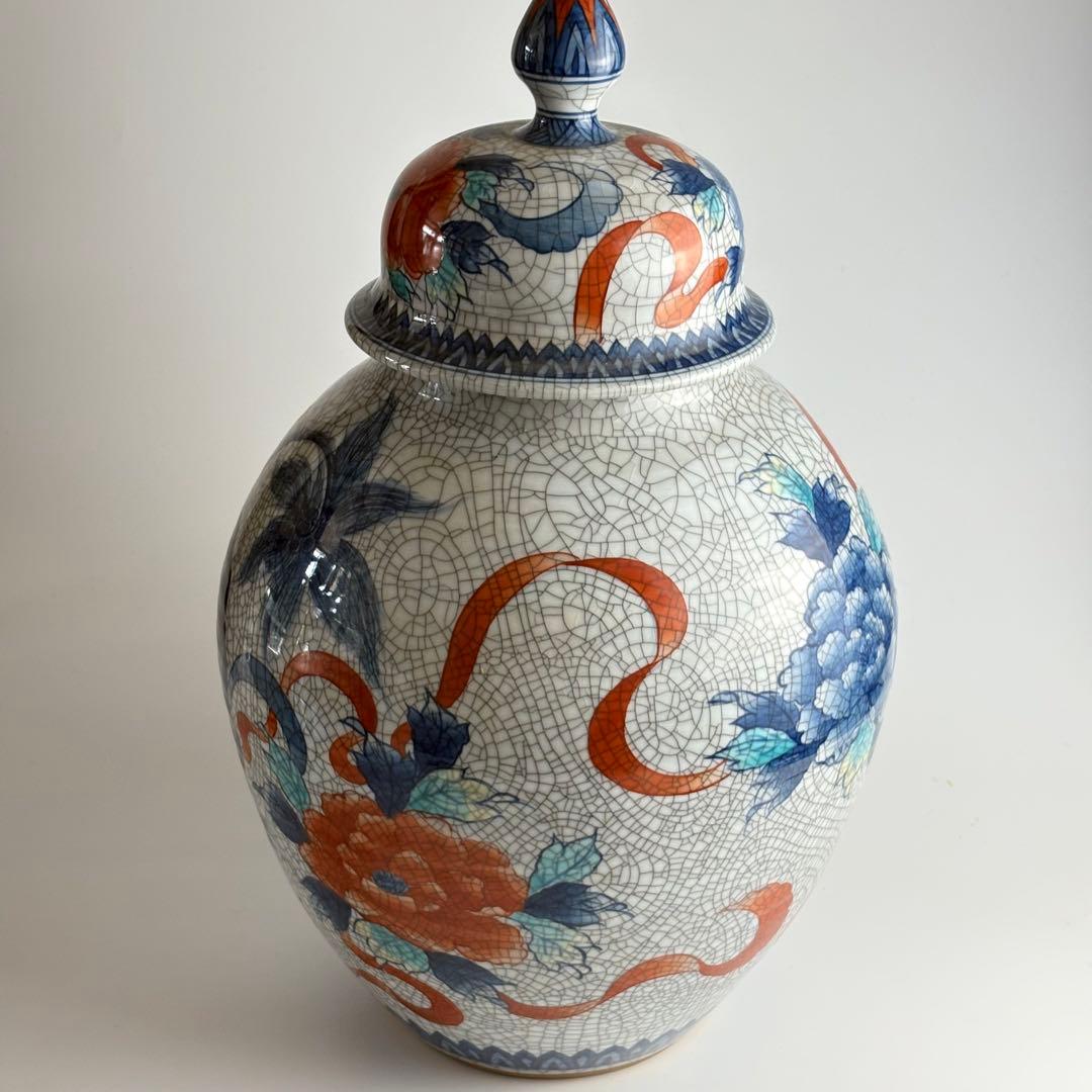 鍋島焼 青山窯 鍋島青山 色鍋島壷 壺 高さ46㎝ 飾り壷 青磁 花瓶