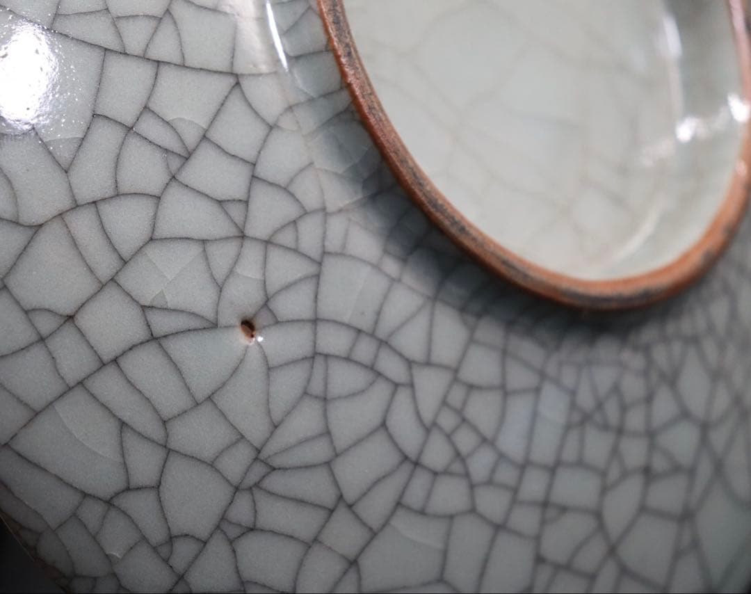 ひび焼　カワセミ紋大皿　送料込み251027