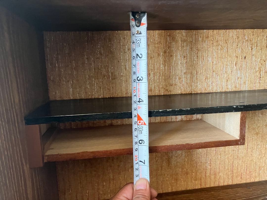 昭和レトロな木製ガラス扉キャビネット