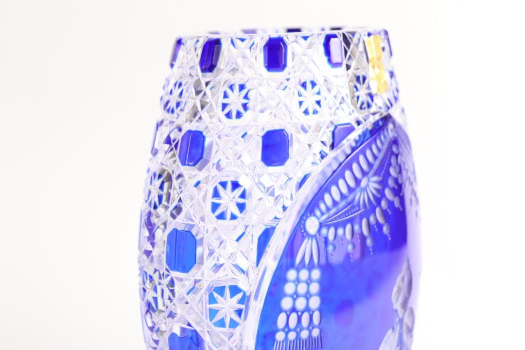 マイセン クリスタル アラビアンナイト 青ガラス Meissen 花瓶