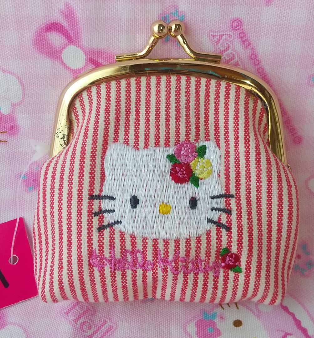 キティ　vivitix　バッグ　財布　がま口　デニム　ローズ　刺繍　レトロ