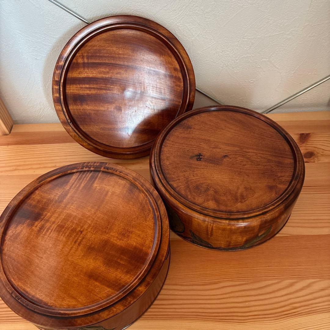 烏城彫　二段丸重　重箱　木の器　伝統工芸