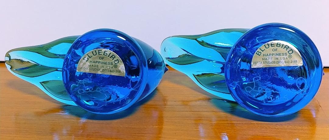 ガラスの青い鳥　２羽のペア　bluebird of hapiness