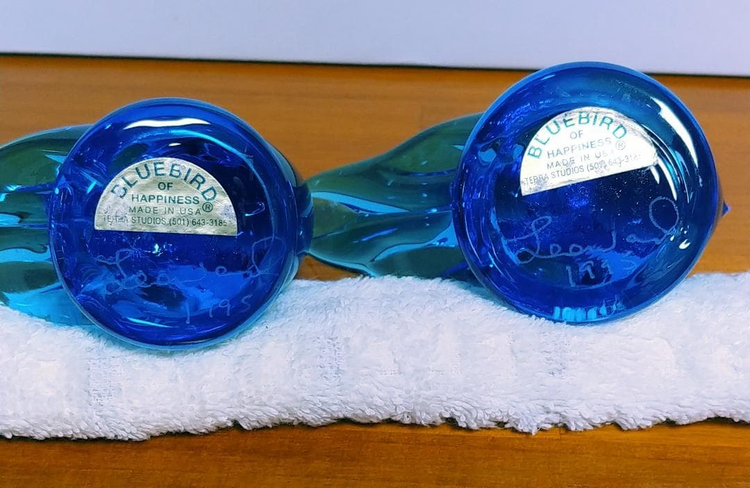 ガラスの青い鳥　２羽のペア　bluebird of hapiness