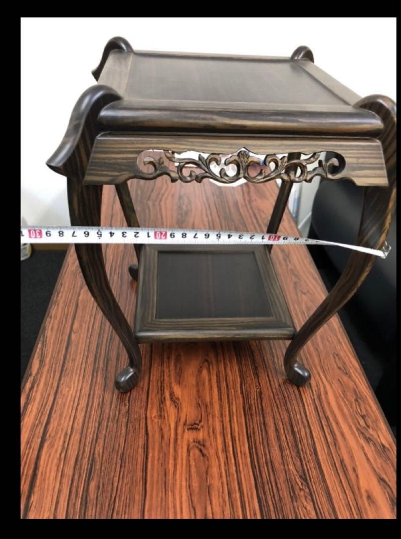 未使用！中卓　花台　香炉台　中国美術 唐木　アンティーク　レトロ　黒丹