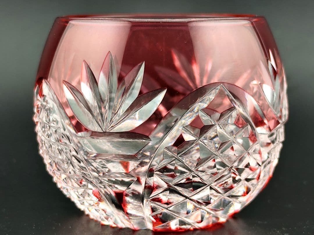 超希少品☆カガミクリスタル 木村秋男 猪口 金赤（切子 江戸切子 薩摩切子）