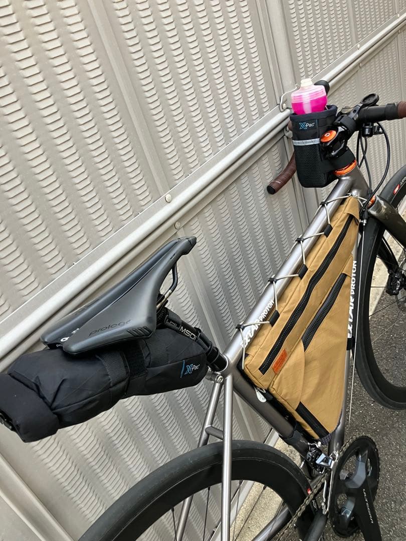 ハンドメイド　上下分割フルフレームバッグ　X-PAC Cブラウン　フレーム49