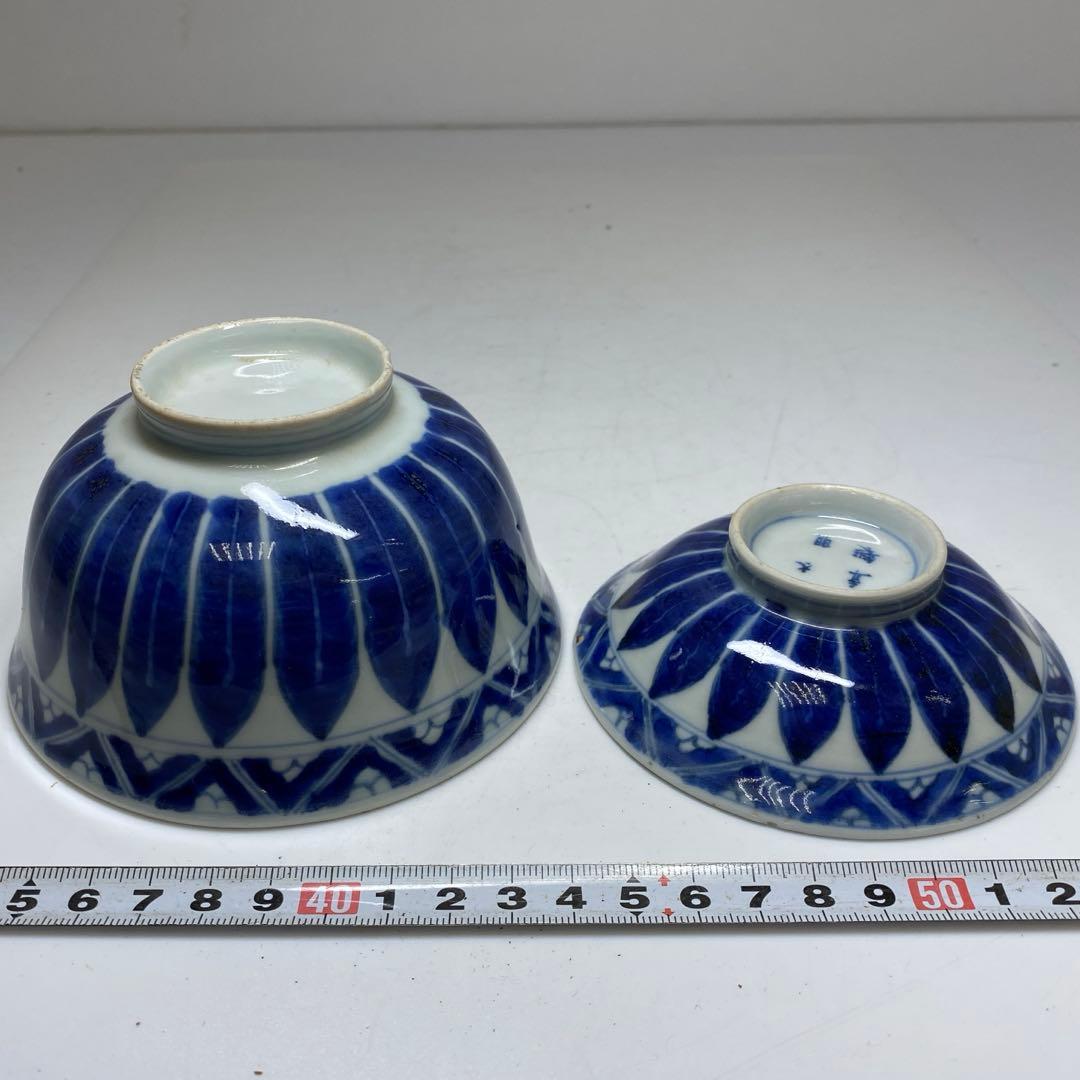 古伊万里　染付蓋茶碗　トヒチル　W11.5cm/10cm 東N7-1026☆2F