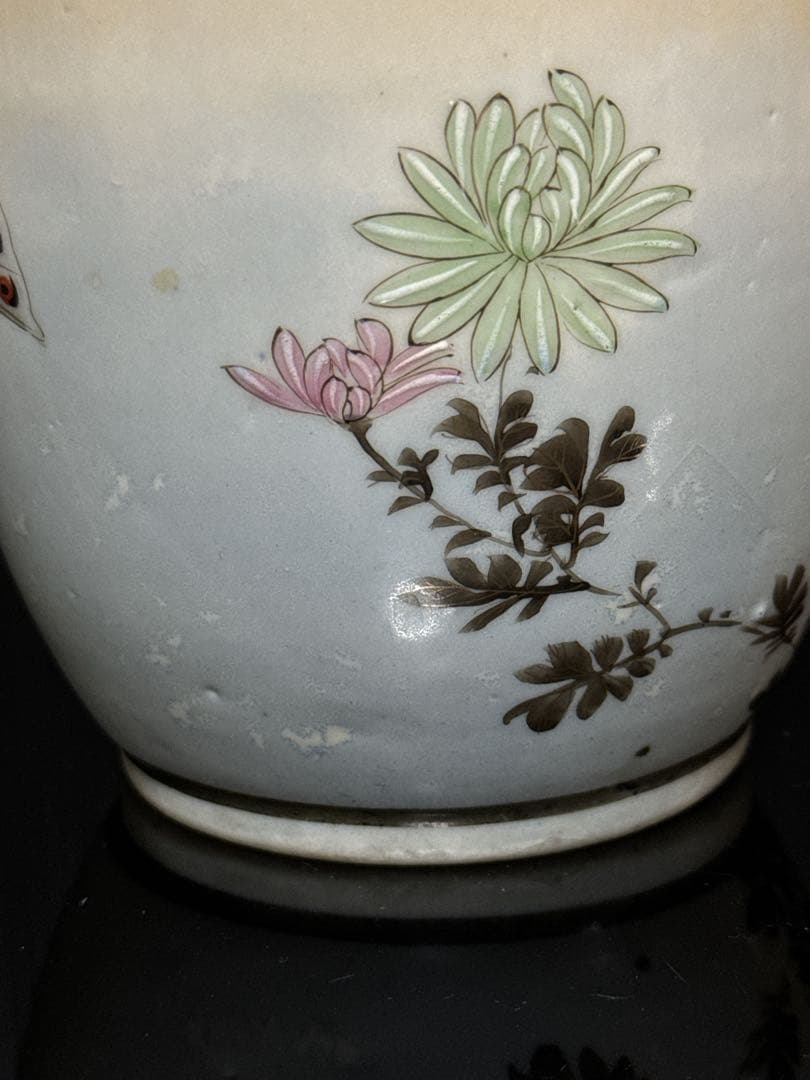 超絶技巧 明治期 極上 金蘭彩色 花蝶図 花瓶 花生 壷