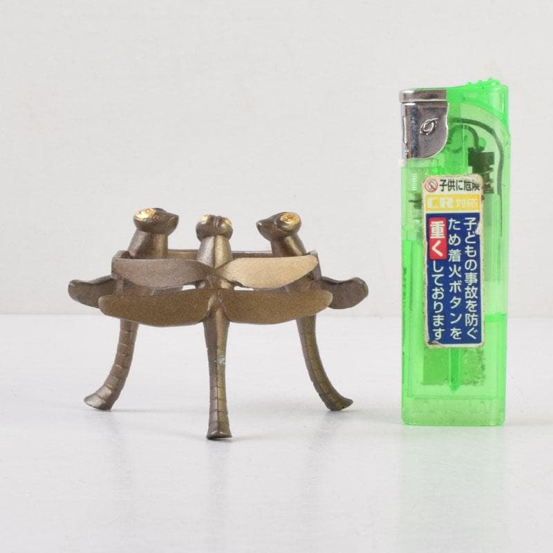 茶道具　加賀象嵌匠　本江敏彦作　唐銅　蜻蛉蓋置　共箱　V　9224