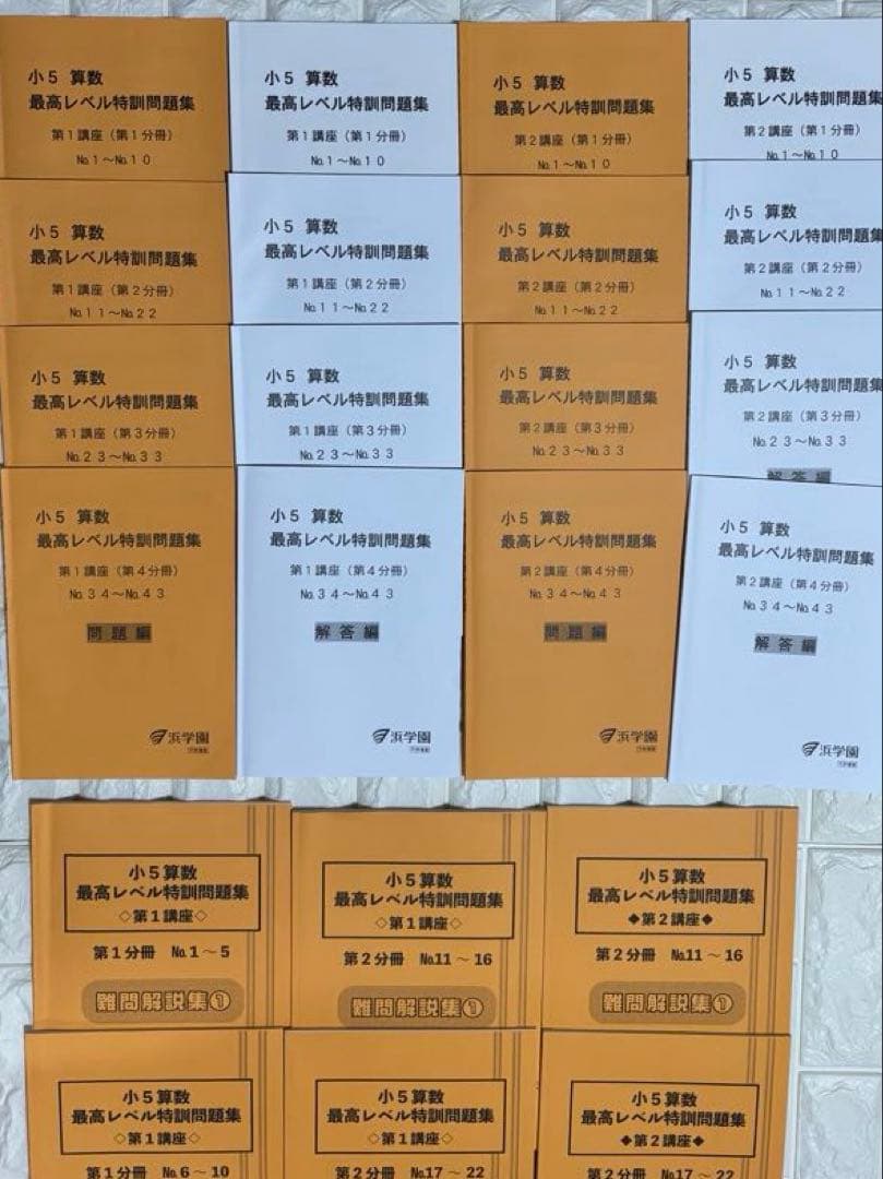 未使用　最新　浜学園　最高レベル特訓問題集　算数　小5 テキスト　5年生