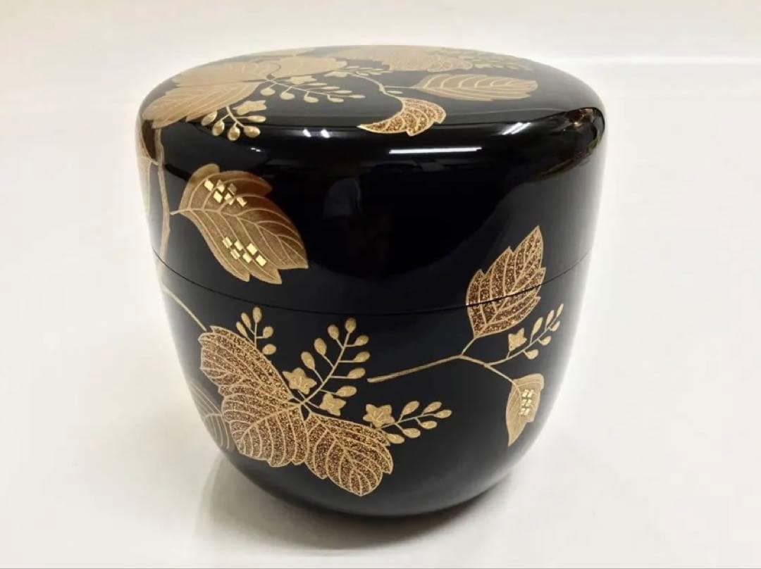 茶道具 古物品 大棗 桐の絵 内梨地 鉄五郎 木箱入