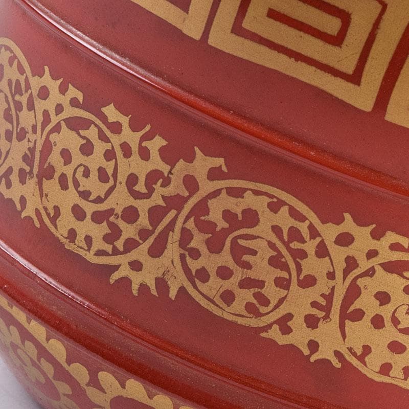 専用　茶道具　塗師中村宗哲作　朱唐草如心好　寸切茶器即中斎極め箱　M　R9252