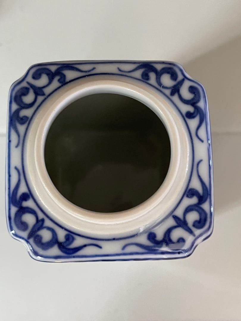 平安清昌 茶入れ 染付祥瑞 角形/京焼/加藤清昌