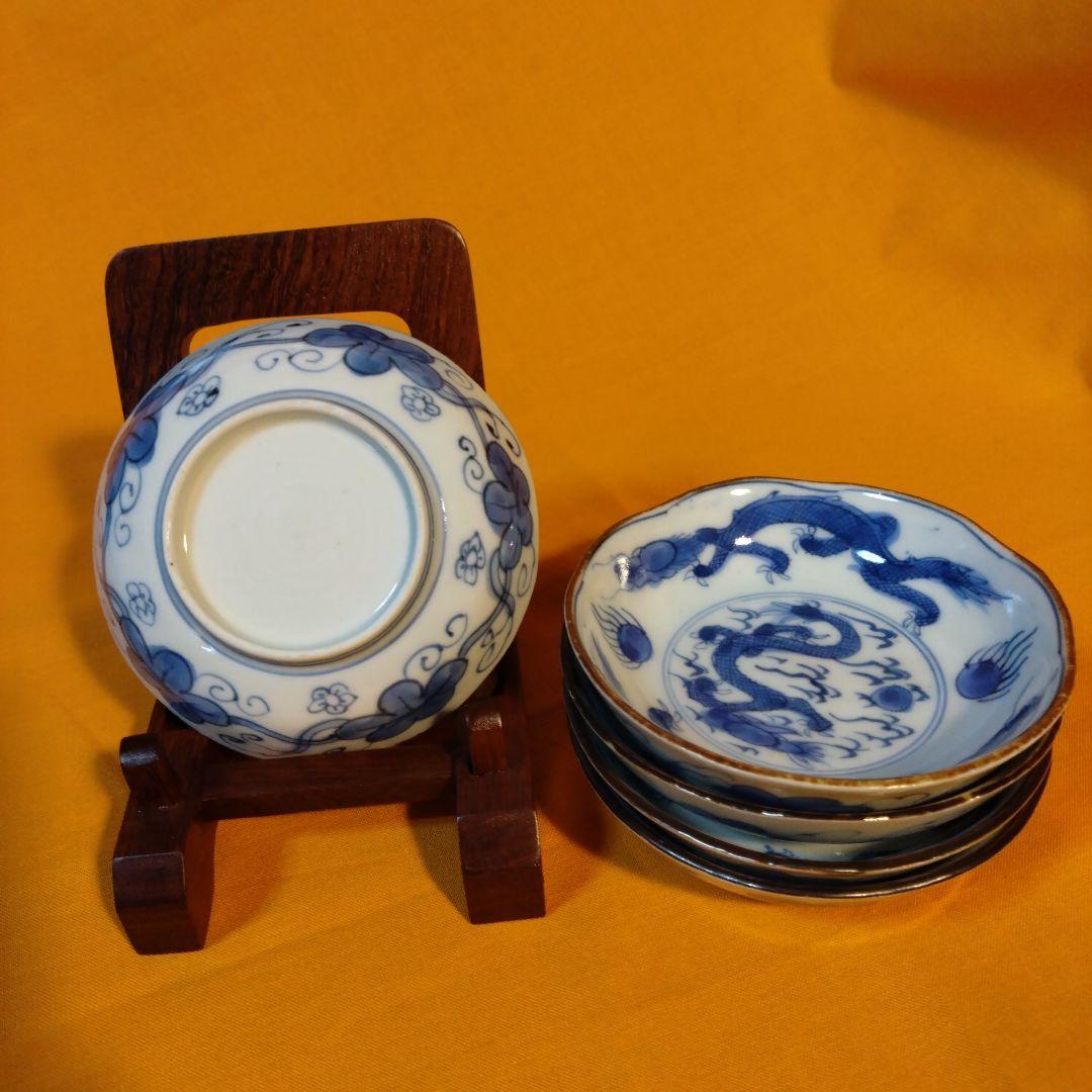古伊万里雨龍図小皿五枚セット