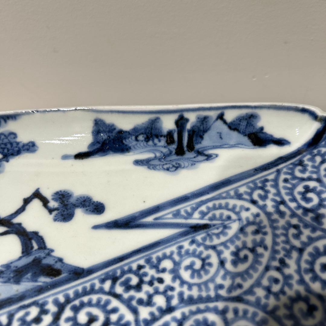 元禄時代　古伊万里　角皿　富貴長春5枚セット　完品