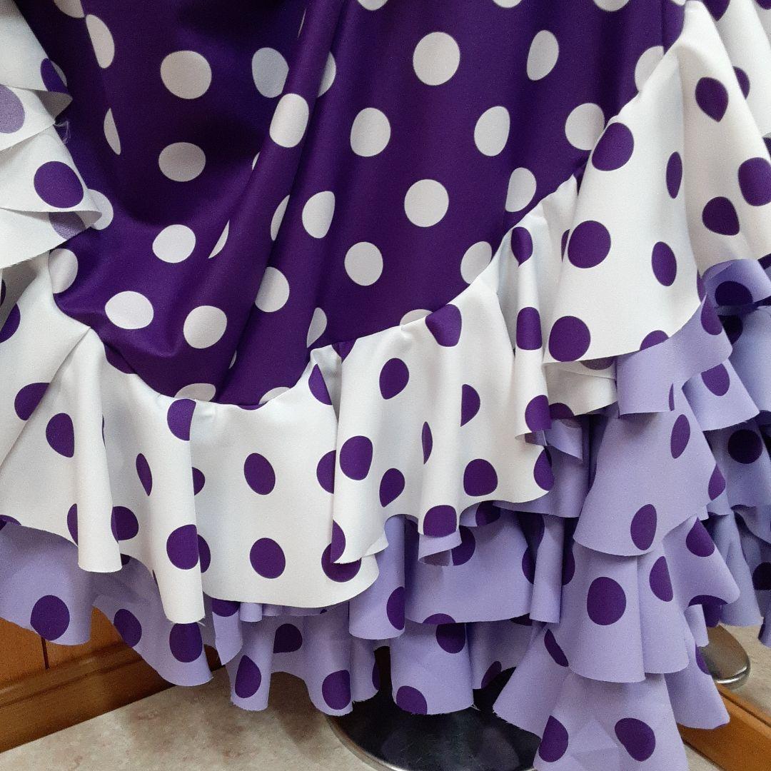 フラメンコ衣装　☆ファルダのみ　紫/白/藤色ファルダ