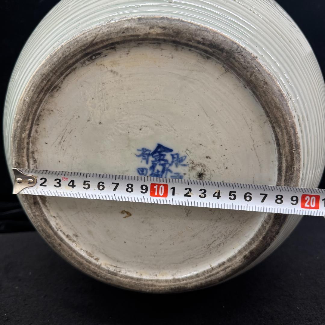 希少！肥前有田　金作製　花瓶　　名工　大正時代　時代物染付 山水青花