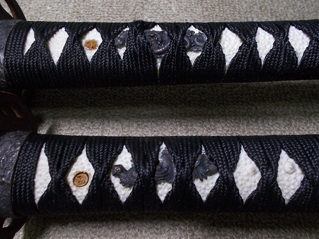 模造刀 居合刀 日本刀全長102cm1289g 67.5cm801g 鉄鍔 竹編