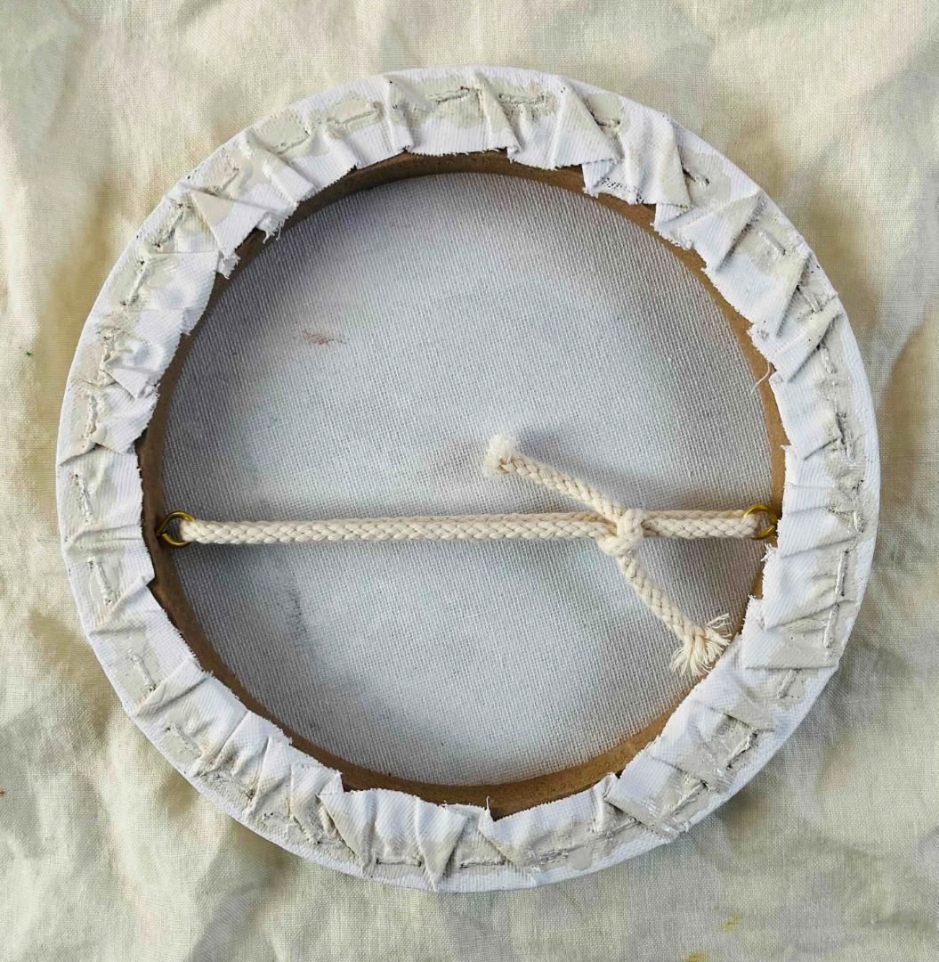 絵画 『ペロ』原画 油彩 直径20cm　犬　DOG 絵画 丸形アートパネル