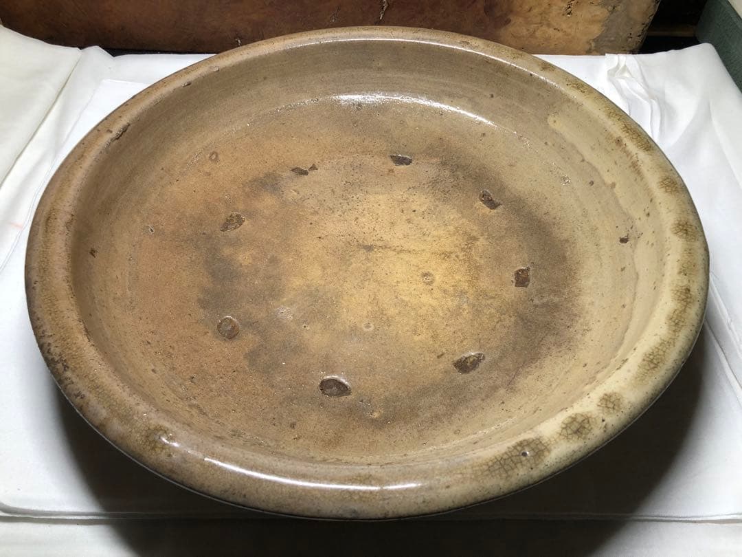 古瀬戸 大皿。石皿。骨董品。古美術。希少品。舊家藏出。江戸時代。