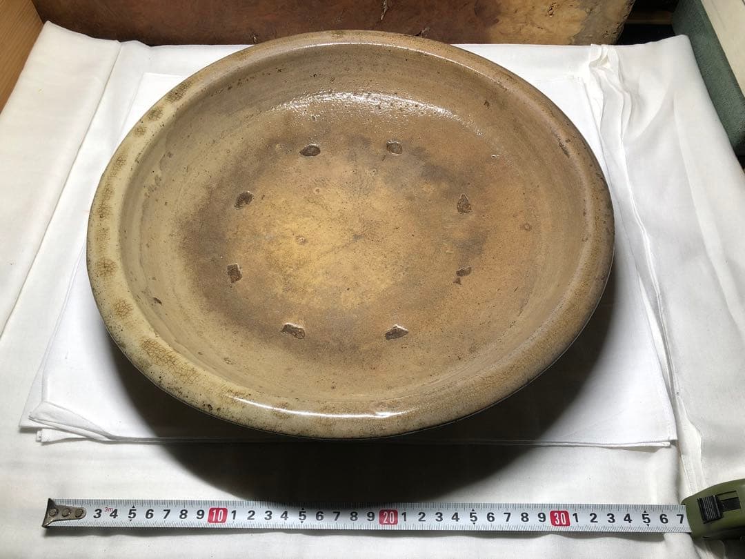 古瀬戸 大皿。石皿。骨董品。古美術。希少品。舊家藏出。江戸時代。
