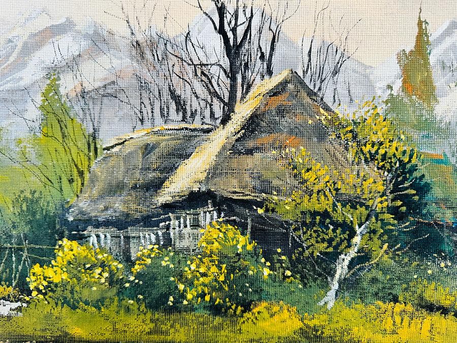 榎本良一 妙高 昭和52年作 絵画 油彩画 風景画 F８号 共シール