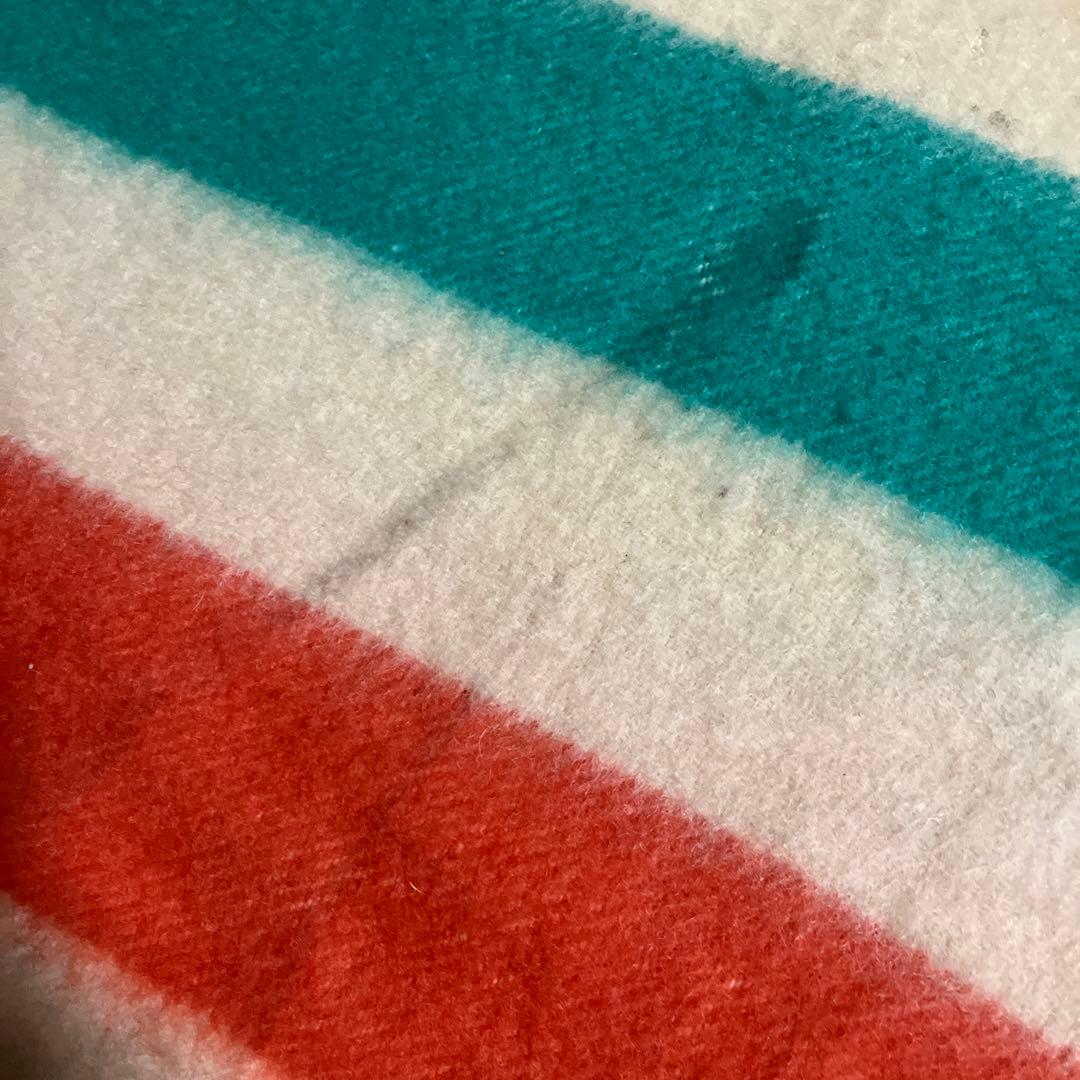 ビンテージ Golden Dawn マルチボーダー ウール ブランケット 特大