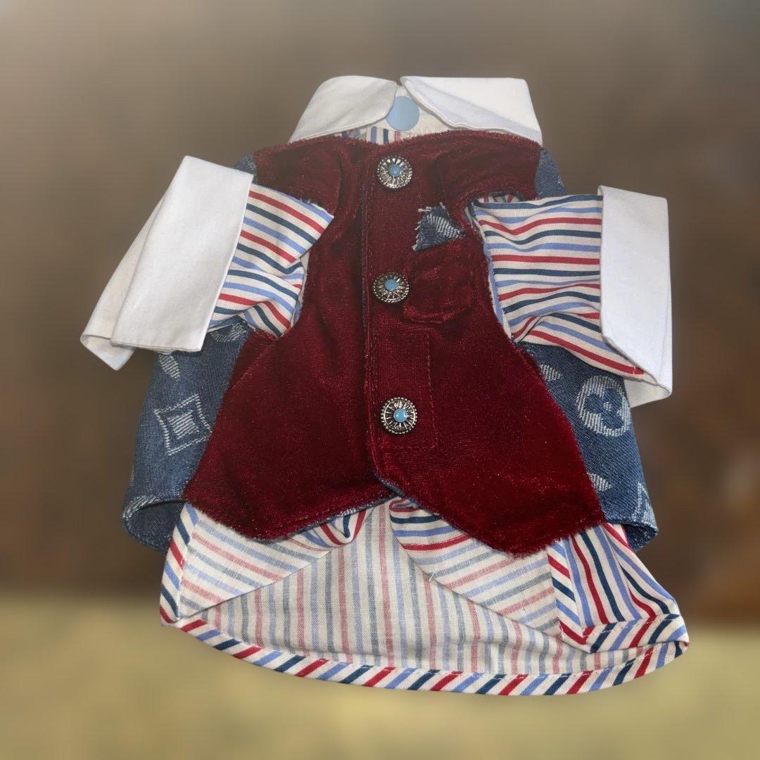 デニム犬服 ベスト&シャツ スタイル 小型犬用