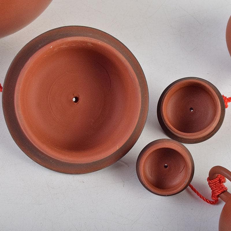 中国　荊渓恵孟臣製　 紫砂　朱泥　急須　茶壷　大中小3点まとめて　M　R9040