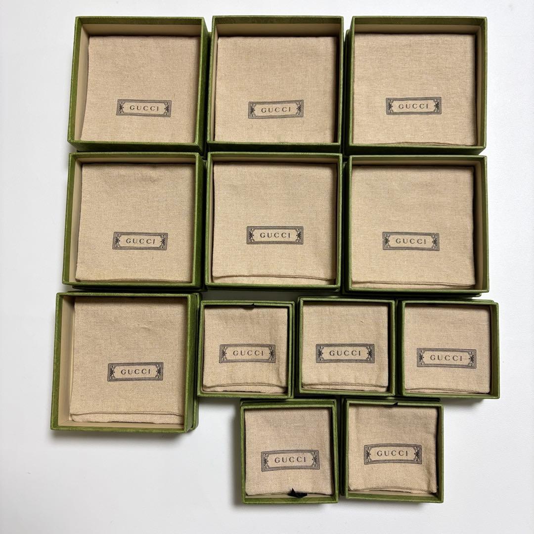 美品　グッチ　保存袋　空箱　12個セット　アクセサリー入れ 現行品　緑　麻