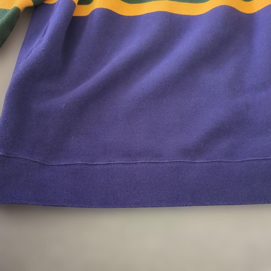 BEAMS ラガーシャツ 紫 緑 イエローボーダー やや厚手生地