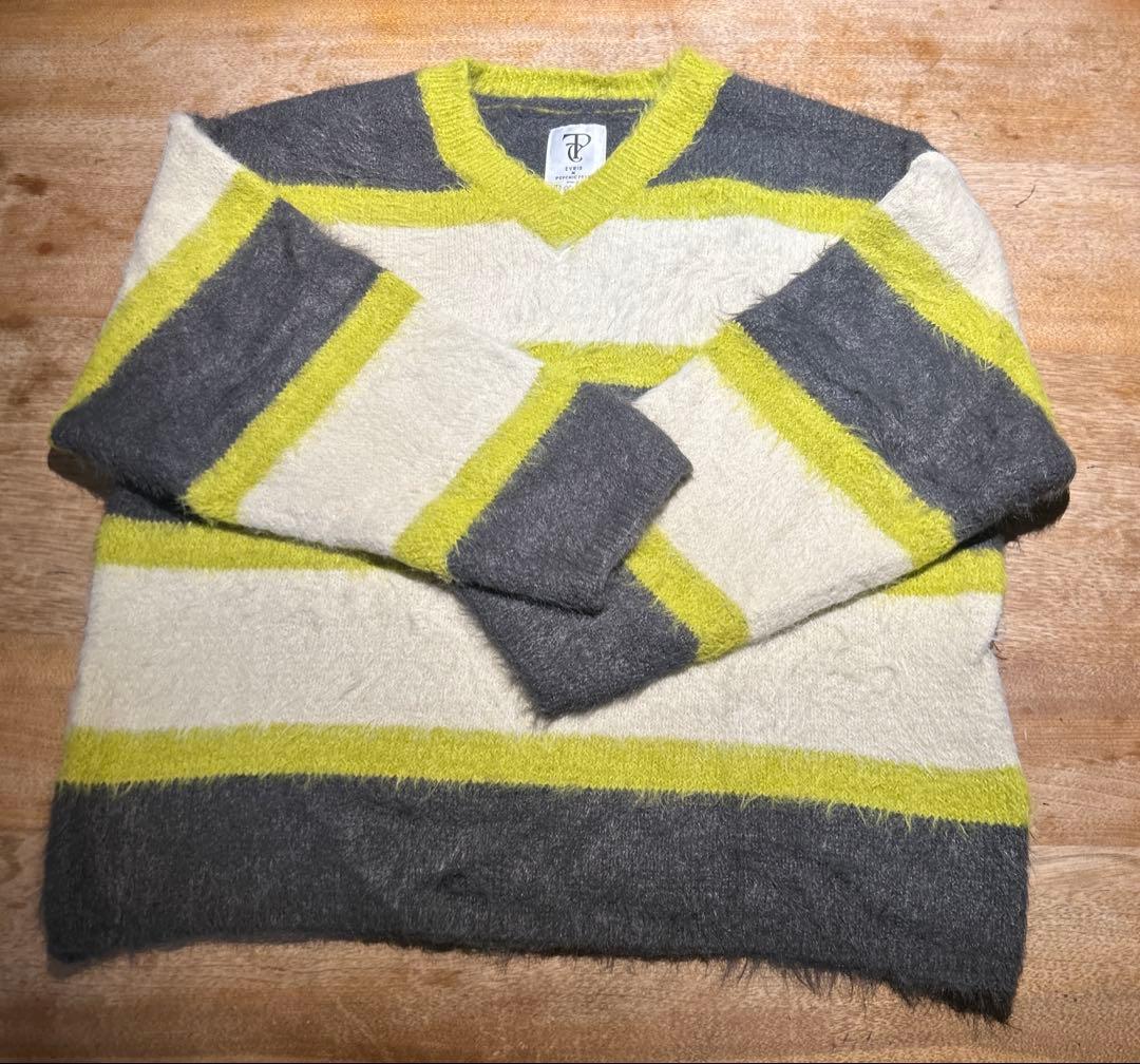 カナブラ　PSYCHIC FEVER × EVRIS ボーダーシャギーニット　黄