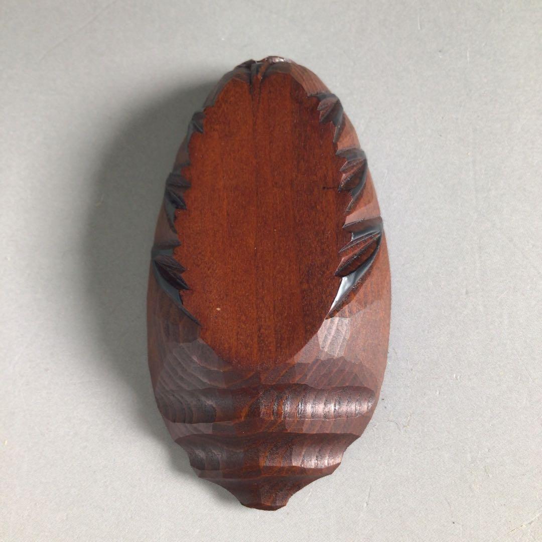 Ｒ６６１　香合　『海田雅孝作』『木彫』『蝉セミ香合』　共箱　茶道具　木工芸