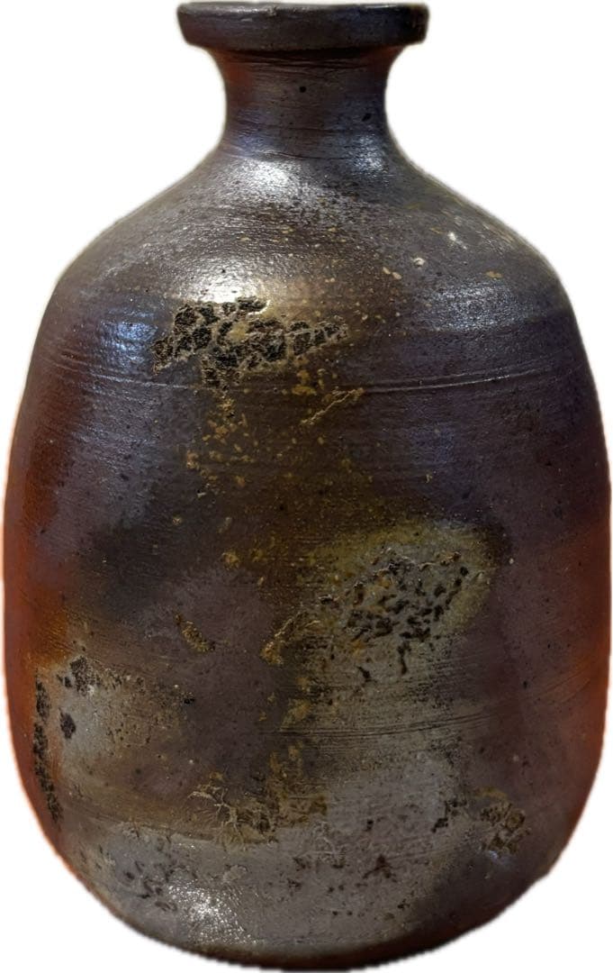 茶色い陶器瓶 約15cm(備前焼)