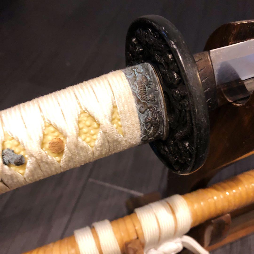 高級模造刀　籐巻拵え　居合刀　藤巻鞘　白拵え　合金　籐巻柄　重みあり