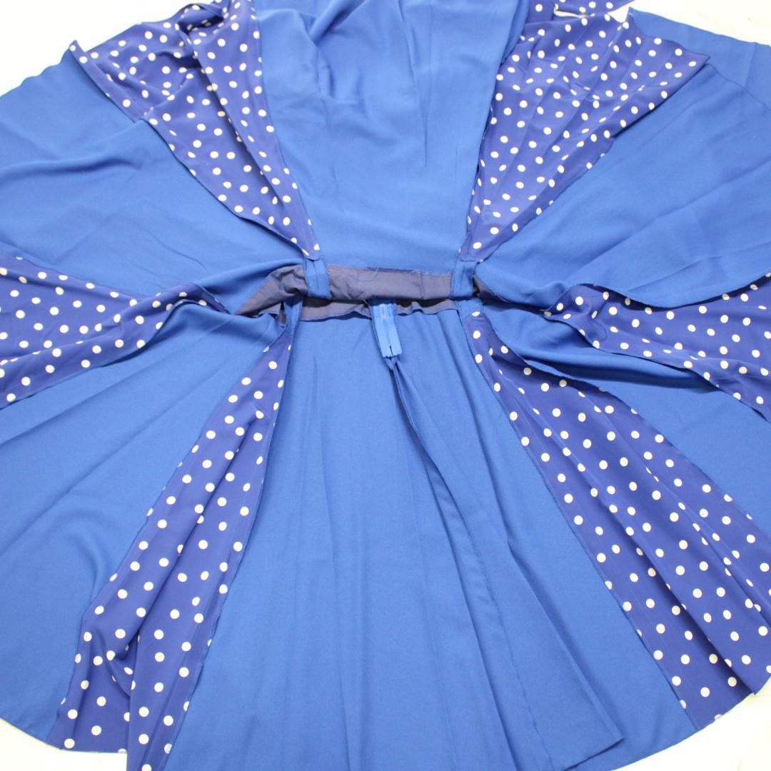【美品 日本製 フラメンコ衣装】ブルー×ドット naja ワンピース ドレス