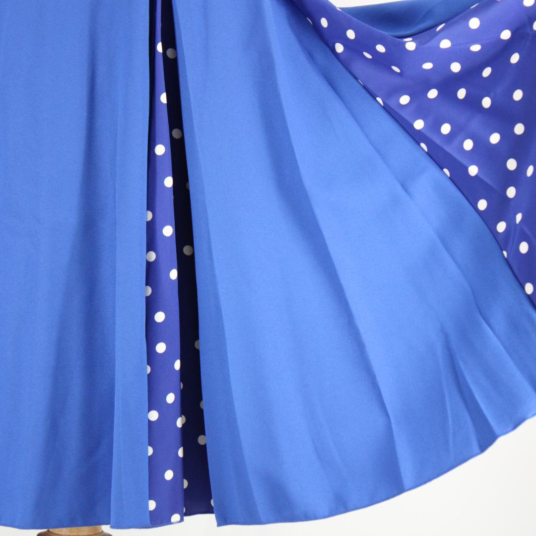 【美品 日本製 フラメンコ衣装】ブルー×ドット naja ワンピース ドレス